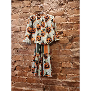New! Halloween Top and Bell Bottoms Set Kids Size 5-6T
